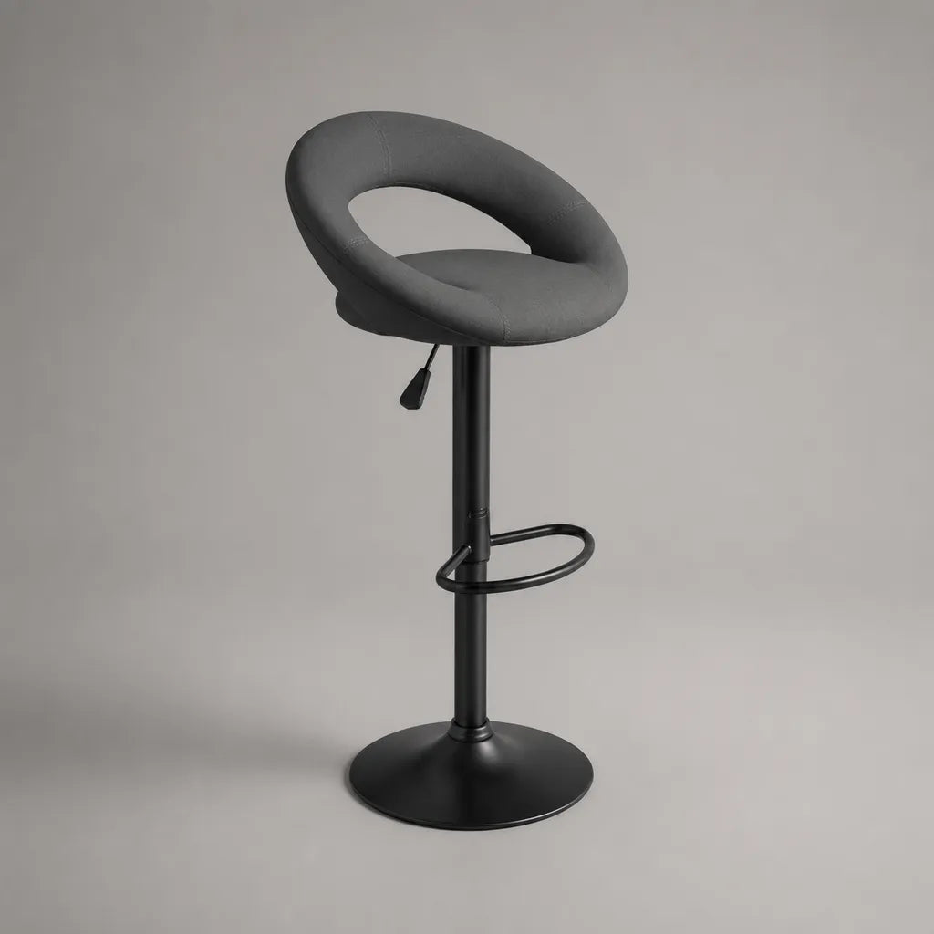 Sgabello da bar girevole regolabile in tessuto e acciaio, antracite e grigio nero, 54 × 48 × 84-105 cm